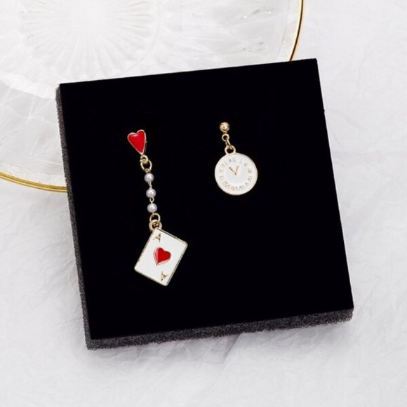 It’s Time To Play | Playing Card Clock Earrings - Picture 4 of 7